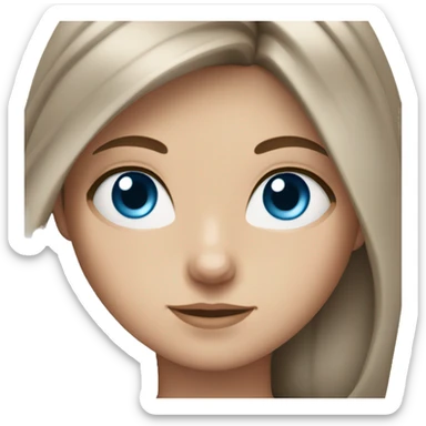 White girl with long brown hair and blue eyes sticker