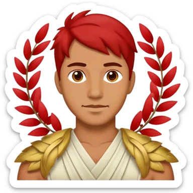 Red laurel on man’s head sticker