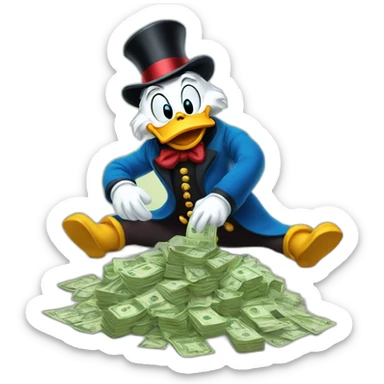 Scrooge McDuck counting money sticker