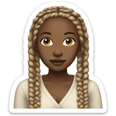 black woman with l box braids sticker