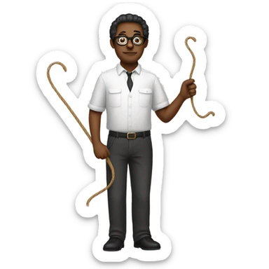 man wearing glasses with a whip in hand sticker
