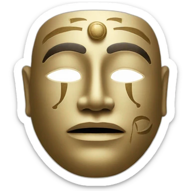 man noh style mask with egyptian face sticker