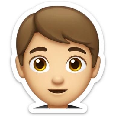 Brown hair round face asian in a black shirt sticker