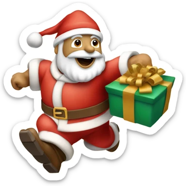 Un papá Noel con un trineo y renos volando con el trineo lleno de regalos  sticker