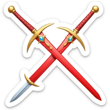 glitter red two sword sticker