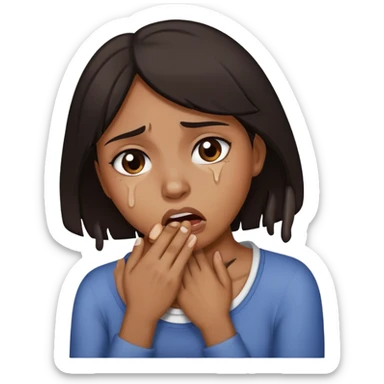 Brown woman fake choking herself sticker