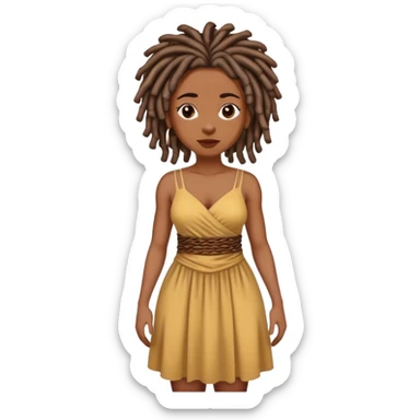 Black woman with locs with a dress sticker