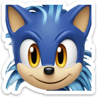 Sonic the hedgehog face, he is smiling and he hás blue fur sticker