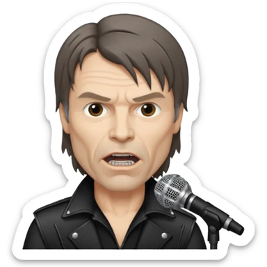 bruce dickinson, metal musician, singing with mirophone sticker