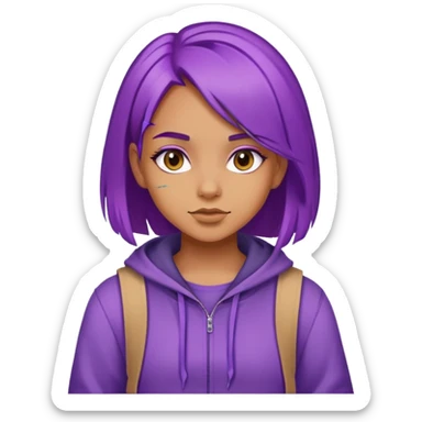 girl with purple hair wearing a cool outfit sticker