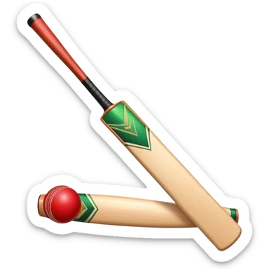 cricket bat and ball with sparkles sticker