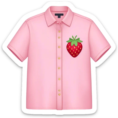 pastel pink shirt with a strawberry embroidered in the center sticker