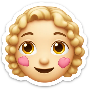 Blush face with hearts sticker