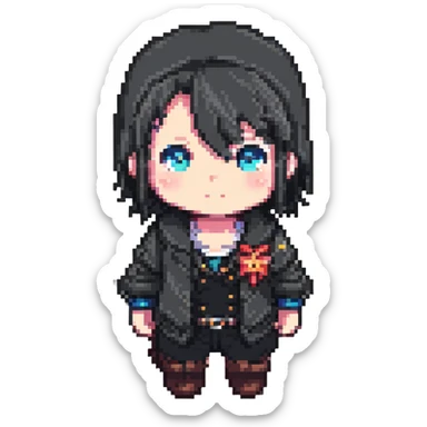 anime character in pixel art style sticker