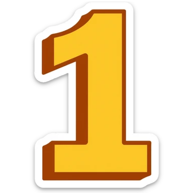 Number 1 on a yellow volumetric background sticker