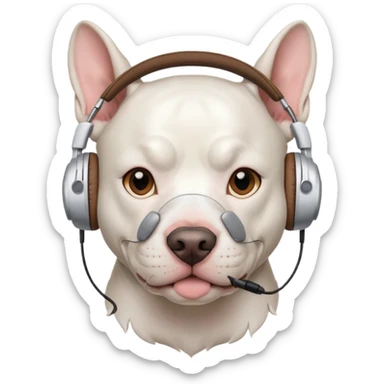 white pitbull head with headphones sticker