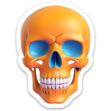 skull with mind blown effect, cartoonish, 3D emoji style sticker