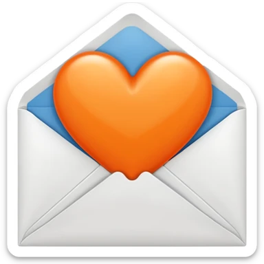 white envelop with small orange heart in the middle sticker