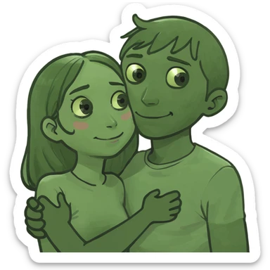 girl and boy hug sticker