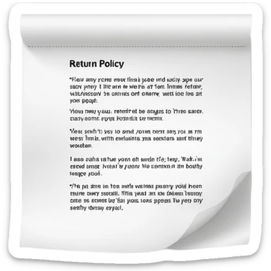 just 2 words "return policy", no background sticker