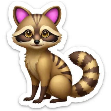 Colorful neon-colored exotic shiny beautiful fantasy-Cacomistle-tanuki-genet-oncilla-animal-hybrid (full body) sticker