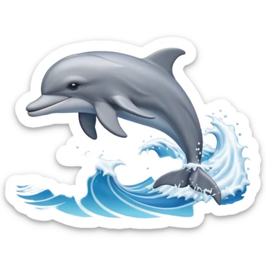 jumping dolphin above waves sticker