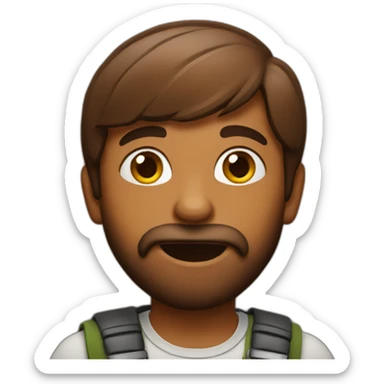 An indian boy with beard eating chipotle sticker