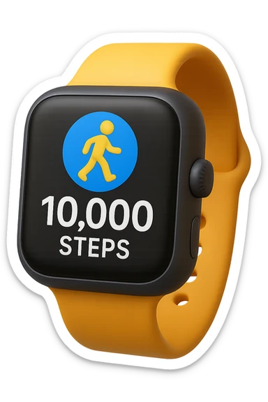 emoji 3d stile iphone che rappresenta un orologio contapassi con 10k di passi segnati 3d sticker