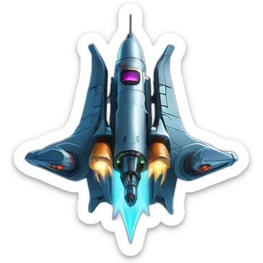 SHMUP space ship with guns and missles sticker