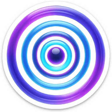 Futuristic retry symbol for a game: glowing circular energy ring with a rotating neon core, vibrant blue and violet Virtuosa colors, smooth soft shapes like a friendly floating orb, dynamic swirl effect suggesting a restart. Playful, modern, high-tech. No text. Full background.
 sticker