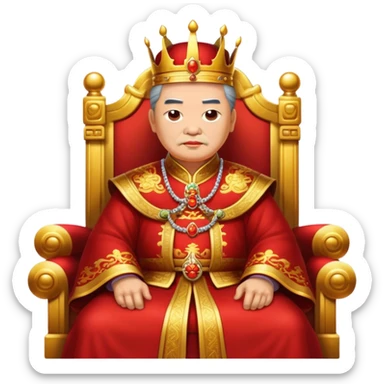 old chinese king sitting on red and gold throne sticker