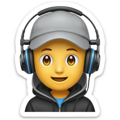 an emoji with a headset is a hood is a cap sticker