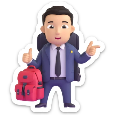 sherpa with a backpack pointing the way for a businessperson in a suit sticker