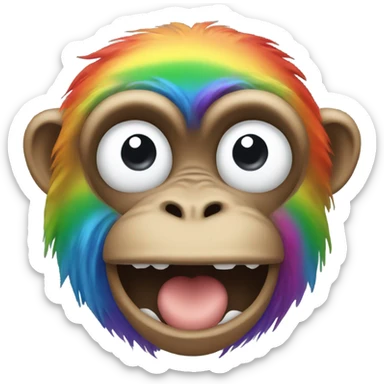 Monkey, barf rainbow sticker