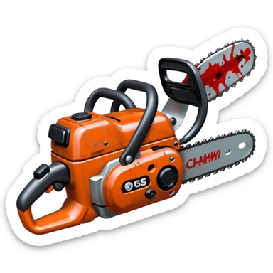 Small chainsaw, horror style, anime emoji, no background sticker