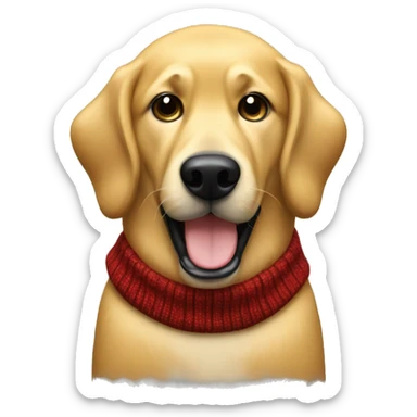 Large Golden dog with black jaws in Christmas sweater sticker
