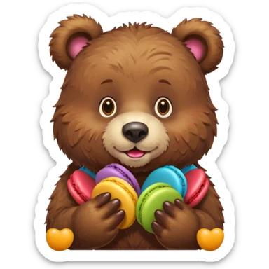 Cute bear eating macaroons  sticker