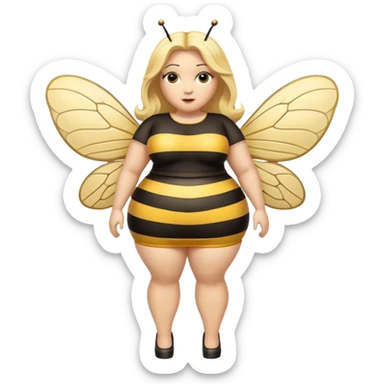 Full Body  plus size Queen bee woman with  blonde hair and big nose sticker