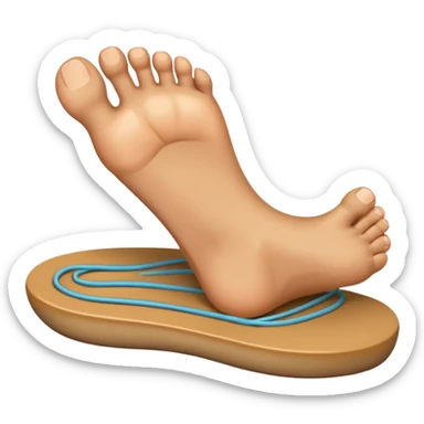 emoji of a human foot pressing on the ground, with two short curved pressure lines under the sole to show the weight and pressing effect, simple cartoon style sticker