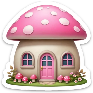 Girly pink tone cottage mushroom home sticker
