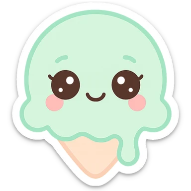 Fleur de vanille in kawaii style with big shiny doe eyes, joyful and smiling expression, transparent background. sticker