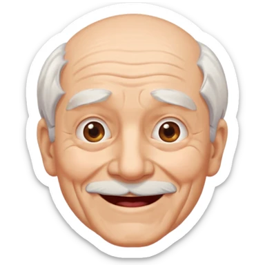 Abuelo hombre, muchas arrugas, aspecto feliz, el pelo blanco sticker