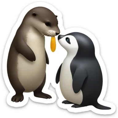 otter kissing pinguin  sticker