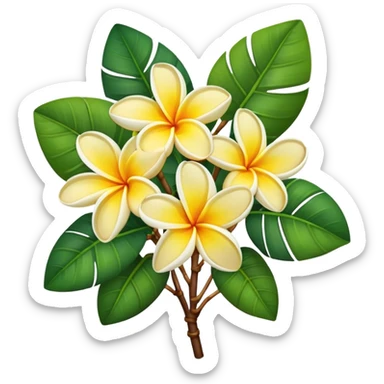 Frangipani big bouquet, stem, leaf sticker