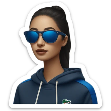 Lacoste bag girl with black lacoste hoodie e and blue oakley sportive sunglass  sticker