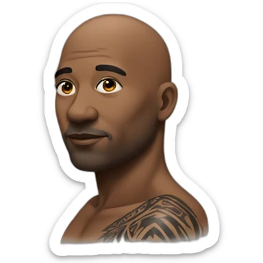A black 50 year old bald man with Tribal tattoo on the side of his face sticker