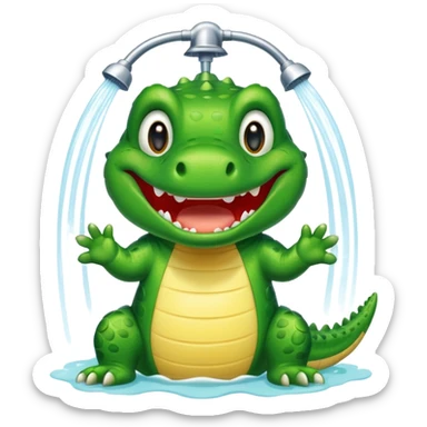 Cute crocodile is showing under the shower like game Where's my water sticker