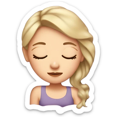 White Girl with eyeliner sleeping in her bed sticker