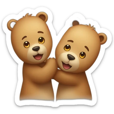 Female bear and male bear kissing, face only, with hearts above them sticker