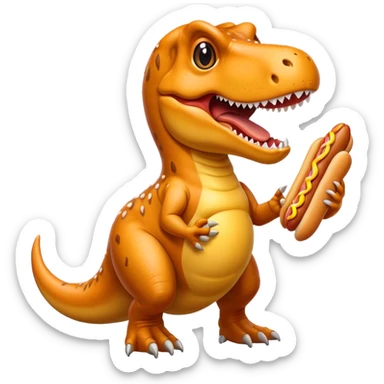 T-Rex holding a hot dog sticker